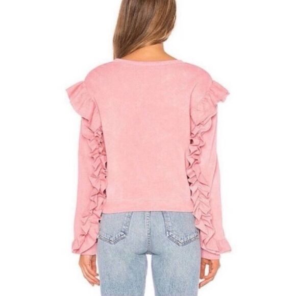 Love Shack Fancy Corrine Ruffle sweater  in Pale Pink Size M - Picture 3 of 6